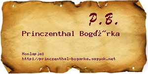Princzenthal Bogárka névjegykártya